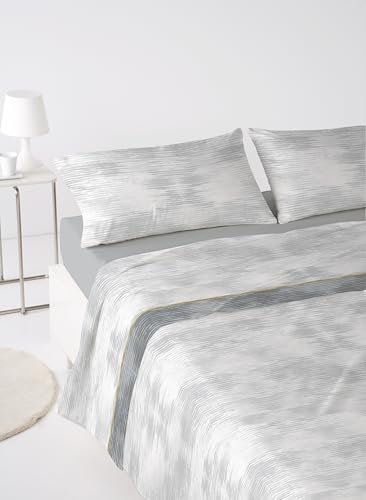 ANTILO TEXTIL - Juego de Sábanas - Color Gris - Cama 135/140 cm - Microseda - Incluye: Encimera, Bajera y 1 Funda de Almohada (Oscar Gris)