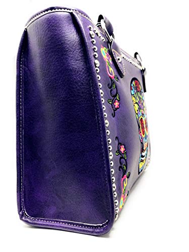 Western Sugar Skull Rhinestone Flora Embroider Concealed Carry Purse/Multi Color2