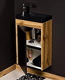 Modernes Aufsatzbecken mit seitlicher Armaturenbefestigung (beidseitige Befestigung durch drehen des Waschbeckens)
