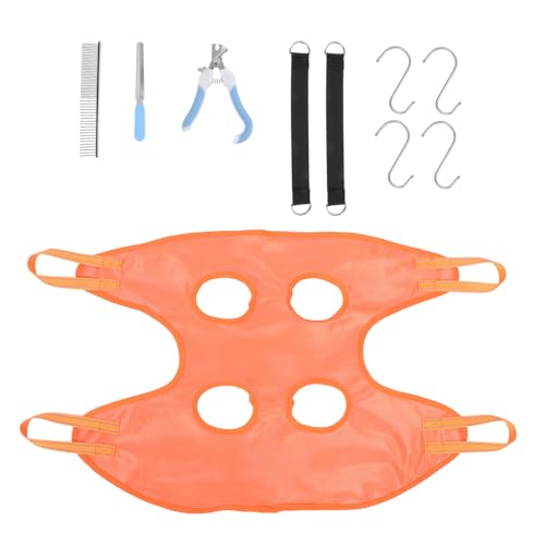 Hamac de toilettage S orange pour chat et chien | Support d'immobilisation pour coupe des griffes