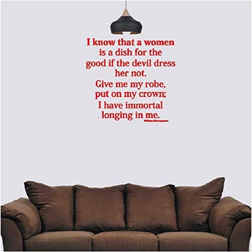 LYOMAN® I Know That A Women Is A Dish For The……………..I Have Immortal Longing In Me Motivational Wall Stickers For Home Study Room Office Stickers & Murals (Red)