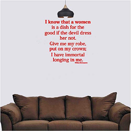 LYOMAN® I Know That A Women Is A Dish For The……………..I Have Immortal Longing In Me Motivational Wall Stickers For Home Study Room Office Stickers & Murals (Red)