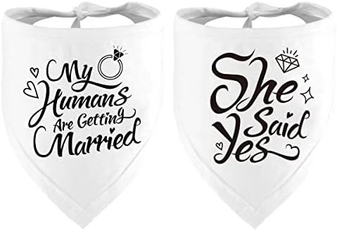 Engagement Gift, My Humans are Getting Married Dog Bandana, Wedding Photo Prop, Pet Scarf, Dog Engagement Announcement, Pet Accessories (White)