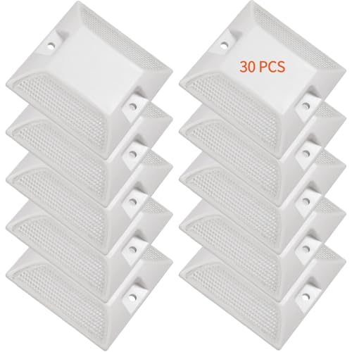 Image of 30 Pcs Road Reflectors, Reflective Street Pavement Markers, 3.7x3.7 inch Driveway Asphalt Stud Markers, Road Driveway Reflectors for Speed Bumps, Highways, Pedestrian Crossings