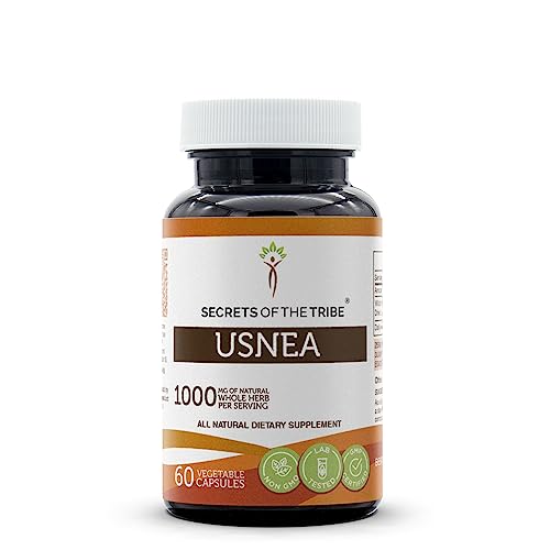 Secrets of the Tribe Usnea 60 Capsules 1000 mg Wildcrafted Usnea spp. Dried Lichen (60 Capsules)
