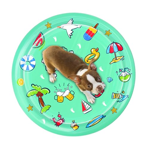 猫のための感覚ウォータープレイマット、猫の水遊びマット, 暑い天気のためのペット冷却マット, 快適で屋内エンターテイメント、インタラクティブな猫のおもちゃのプレイパッドを涼しく感じます