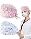ZAMXHUG 2pcs OP Haube Verstellbar mit Knopf Arbeitskappe Baumwolldruck Krankenschwestern Kappe Unisex Staubhauben Kappe für Ärzten, süße einhorn Krankenschwestern