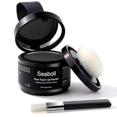 Root Touch Up Hair Color Powder-Instant, Stain-Proof Hairline Shadow Powder for Gray Hair Cover Up & Root Cover Up, Scalp Concealer for Thinning Hair Bald Spot, Beard Filler, Women&Men, Black