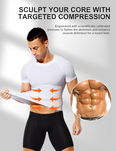 Casey Kevin Men's Compression Shirt Tank Top Slimming Body Shaper Vest Tummy Control Shapewear Undershirt for Men 3 Pack3