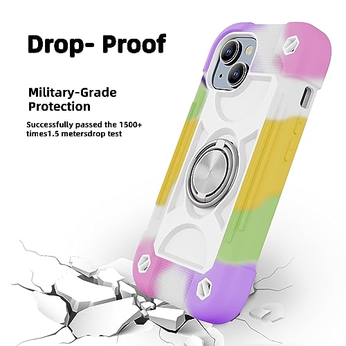 Coque rigide blanche iPhone 15 Plus MARKILL design militaire et anneau de maintien premium - 3