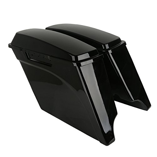 Xfmt Motorcycle 5" Stretched Hard Saddlebags Extended Saddle Bags For Harley Touring Road King Street Glide Road Glide Electra Glide 1993-2013 (Vivid Black) #TOP1