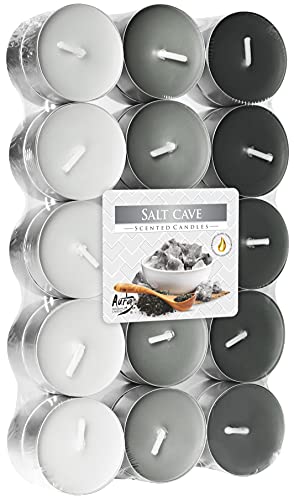 Bispol Riscaldamenti per aromi, 30 lumini a cavità di sale, cera multicolore, sale marino e profumo di giglia: 4h, ø3,9 x 1,5 cm