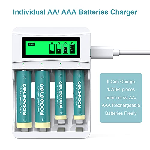 Deleepow Nimh Rechargeable Aaa Batteries, 8 Pack 1100Mah High Capacity 1.2V Pre-Charged Triple A Battery With Lcd Display Aa/Aaa Battery Charger #TOP5