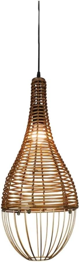 Lampes suspendues rotin Bohême lustre rétro avec grand cordon réglable E27