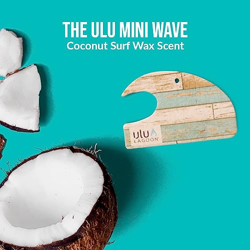 Image of ulu Lagoon Hanging Car Air Freshener | Tropical Beach Coconut Surf Wax Scent Mini Wave | Long Lasting Car Freshener, Closet and Beyond | Made In USA | 3 Pack (Reclaimed)