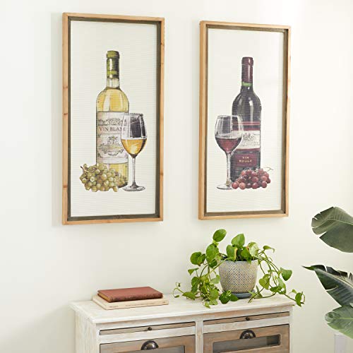 Deco 79 Wood Wine Framed Wall Art, Set of 2 20" W, 40" H, Brown by deco 79 - Used condition - US$34.50