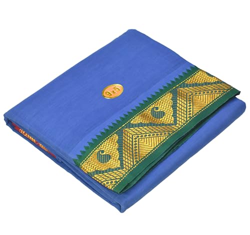 Image of TUNI MANI Men's Panchakacham Dhoti with Angavasthram Towel, Jari Border, 100% Cotton, Size: 9 X 5 (4.0mtr Dhoti, 2.25mtr Towel) (Unstitched)
