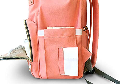 Mochila Maternidade Land com Ganchos e USB Completona (salmão)