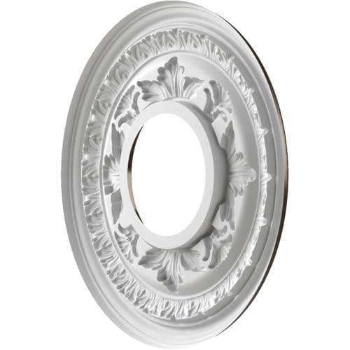 Image of Ekena Millwork CMP10BAERU Baltimore Thermoformed PVC Ceiling Medallion (Fits Canopies up to 4 1 /4 inch), 10 inchOD x 3 1 /2 inchID x 3 /4 inchP, Universal Metallic Rustic Mist