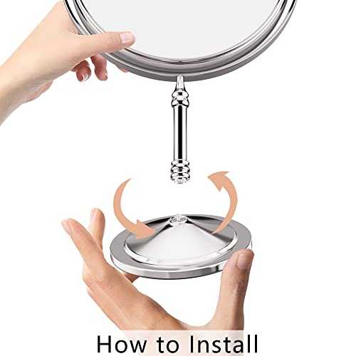 Foutlq 1X/10X Magnifying Makeup Mirror Double Sided For Desk With Stand, 8 Inch Personal Cosmetic Mirror Round With 360 Degree Swivel, Polished Chrome #TOP4