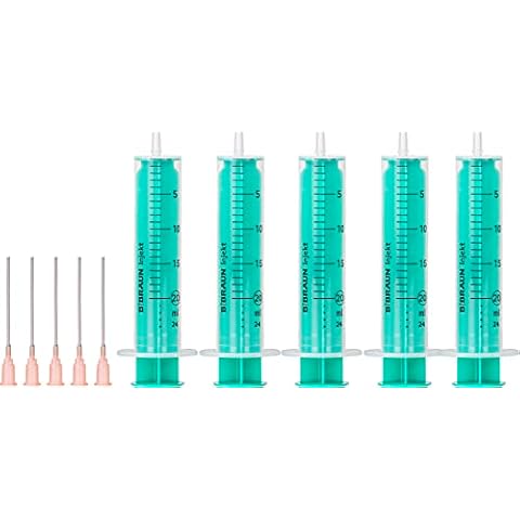 MedixX 5 Stück Spritzen-Set mit stumpfer Nadel verschiedene Größen für Hobby und Heimwerk - Spritzen einzeln steril verpackt (5x 20ml Spritze & 5x Kanüle) Cover