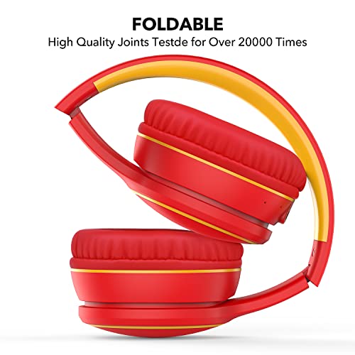 Image of B10 Wireless Bluetooth Over-Ear Headphones, Lightweight Folding Stereo Bass Headset with Mic, 50H Playtime, Volume Control, Bluetooth 5.3 Headphones for iPad /Travel /Tablet /PC (Red)