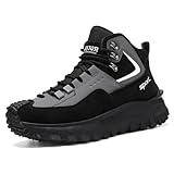 [FEEDU] バイクシューズ メンズ オートバイ靴 ハイカット バイク用 ライディングシューズ ライディングブーツ 厚底 カジュアル コンバットブーツ 大人用 オートバ イの保護靴 ファッション 耐摩 滑り止め 四季 大きいサイズ (グレー,27.5 cm)