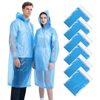 TIECHI 6PCS Regenponcho Einweg, Wasserdicht Regenmantel für Damen und Herren, Durchsichtige Regencape mit Kapuze und Ärmeln für Festivals, Angeln, Themenparks, Camping