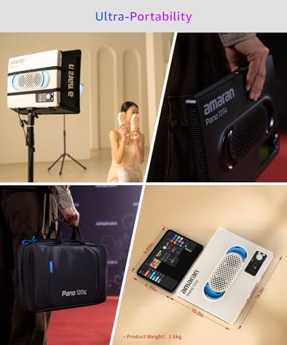 Image of amaran Pano 120c Kit RGB LED Video Light,120w Full Color Panel Light,Compact & Portable,APP Control, w /Softbox Studio Lighting for Outdoor Filming Recording Streaming (Pano 120c - Charcoal)