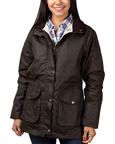 Image of Rydale Ladies Wrelton Country Wax Jacket Ladies Showerproof Waxed Cotton Coat Olive