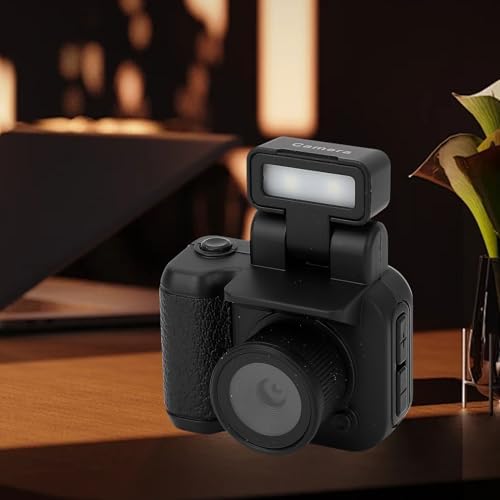 Miniatura 6 de Mini llavero de cámara, 1080P Vintage pequeño grabador de video digital con luz flash LED, cámara portátil de viaje para grabación de vida de