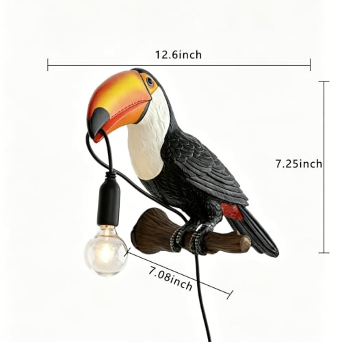 Image of NorDiem Right Toucan Plug-in Wall Sconce,Resin Bird E12 Bulb,Boho Decor