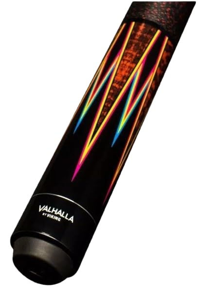 Viking Valhalla VA921 2-Piece Pool Cue | Hard Rock Maple | Tri-Colored 6-Point Graphic Transfers | Premium Leather Tip | Black Linen Wrap