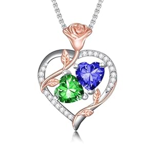 Christmas Gifts for Women Rose Heart Birthstone Pendant Necklace I Love You Forever Jewelry Valentine Mothers Day Birthday Gifts for Women Her Wife Girlfriend