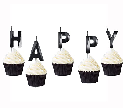 3D Happy Birthday Letters Candles，Black Alphabets Unique Cake Toppers Birthday Candles For Birthday Party Decorations #TOP3