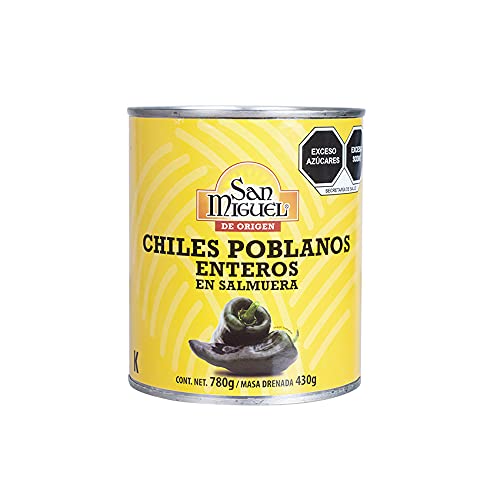 Peperoncini Poblano interi in salamoia, Messico, 780g, peso sgocciolato 430g - Chiles Poblanos Enteros en Salmuera SAN MIGUEL