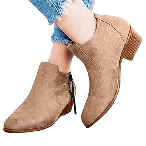 Gibobby ankle booties for women wide width Women's Zip Up Flat Ankle Booties Comfy Sporty Non Slip Waterproof Leather Booties Retro Warm Strap Close Toe Outdoor Western Shoes