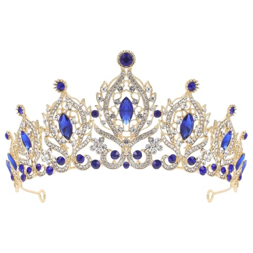 Serrage-tête élégant pour mariée avec couronne mariage cristaux bleus
