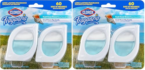Clorox Fraganzia Small Room Air Freshener in Fresh Ocean Breeze, 2ct | Peel & Place Air Freshener, No-Plug, Battery-Free for Closets, Laundry Room, Entry Way, Bathroom, Locker, 2 Units