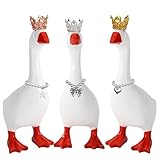 3 Sets 17,78cm Schreibtischgans Outfits, Inklusive Halsketten und Verstellbaren Diademen Mini Schreibtischgans Prinzessinnen Outfit für magnetische Statuen Schlüsselhalter Dekoration