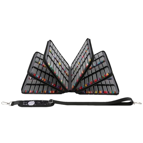 Image of Large 500-Slot Colored Pencil Organizer with Zipper - Fabric Art Storage Bag for Painters and Artists (Large Slots,Galaxy Black)