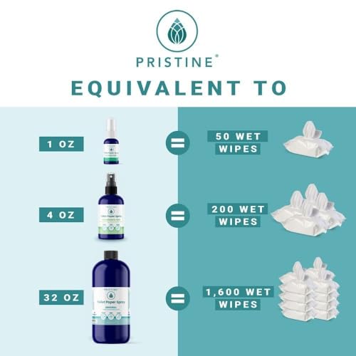 Image of PRISTINE Toilet Paper Spray - As Seen on Shark Tank, More Natural Personal Cleansing Wipes & Flushable Wet Wipes Alternative, Spray Toilet Paper to Create Flushable Wipe, Tropical Mango, 32 fl oz
