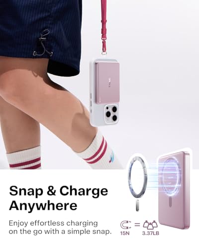Image of TORRAS MiniMag Power Bank,Ultra-Slim 10,000mAh Magnetic Wireless Portable Charger, 22.5W Fast Charging iPhone Air Magnetic Battery Pack Designed for iPhone 17 Pro Max /17 Pro /Air /16 /15 /14 /13 /12, Pink