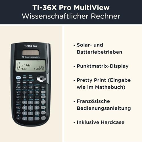 TI-36X Pro MultiView Taschenrechner inklusive Schutztasche von WYNGS in Schwarz - Basic Set