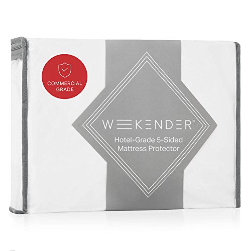 WEEKENDER Premium Commercial-Grade 5-Sided Mattress Protector-Waterproof-High Heat Dryer Proof-Reinforced Seams Cal King, California, White