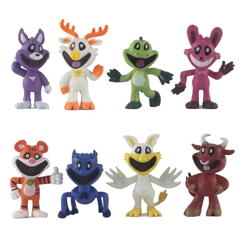 8 PCS Smiling Cartoon Action Figures Toys, Cute Animals Cake Topper Great gift for kids, Favors Birthday Decoration And Collectible