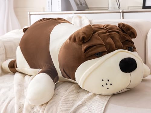 Giant Brown Plush Dog Pillow 23.6" for Bed & Couch