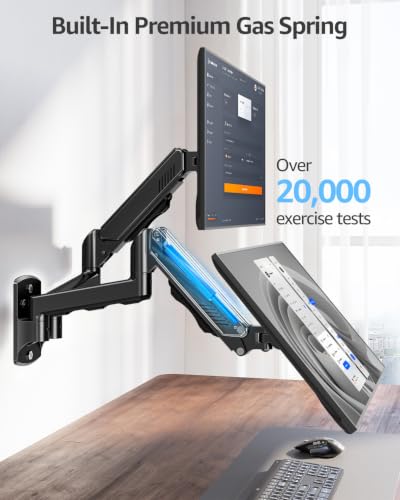 Image of MOUNTUP Dual Monitor Wall Mount for 2 Max 32 Inch Computer Screen, Fully Adjustable Double Monitor Arm, Wall Mounted Monitor Holder Support 4.4-19.8lbs Display, VESA Bracket 75x75, 100x100