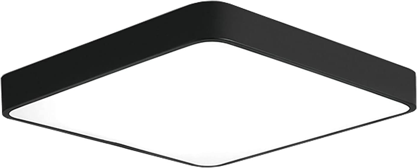 Ganeed LED Ceiling Light, 24W 30cm Modern Square Flush Mount Ceiling Lamp, 6500K Cool White Energy Saving Lighting Fixture for Living Room Bathroom Dining Room, Black