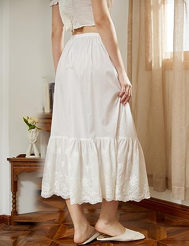 Image of BEAUTELICATE Half Slip Skirt Extender 100% Cotton Vintage Underskirt with Lace Embroidery